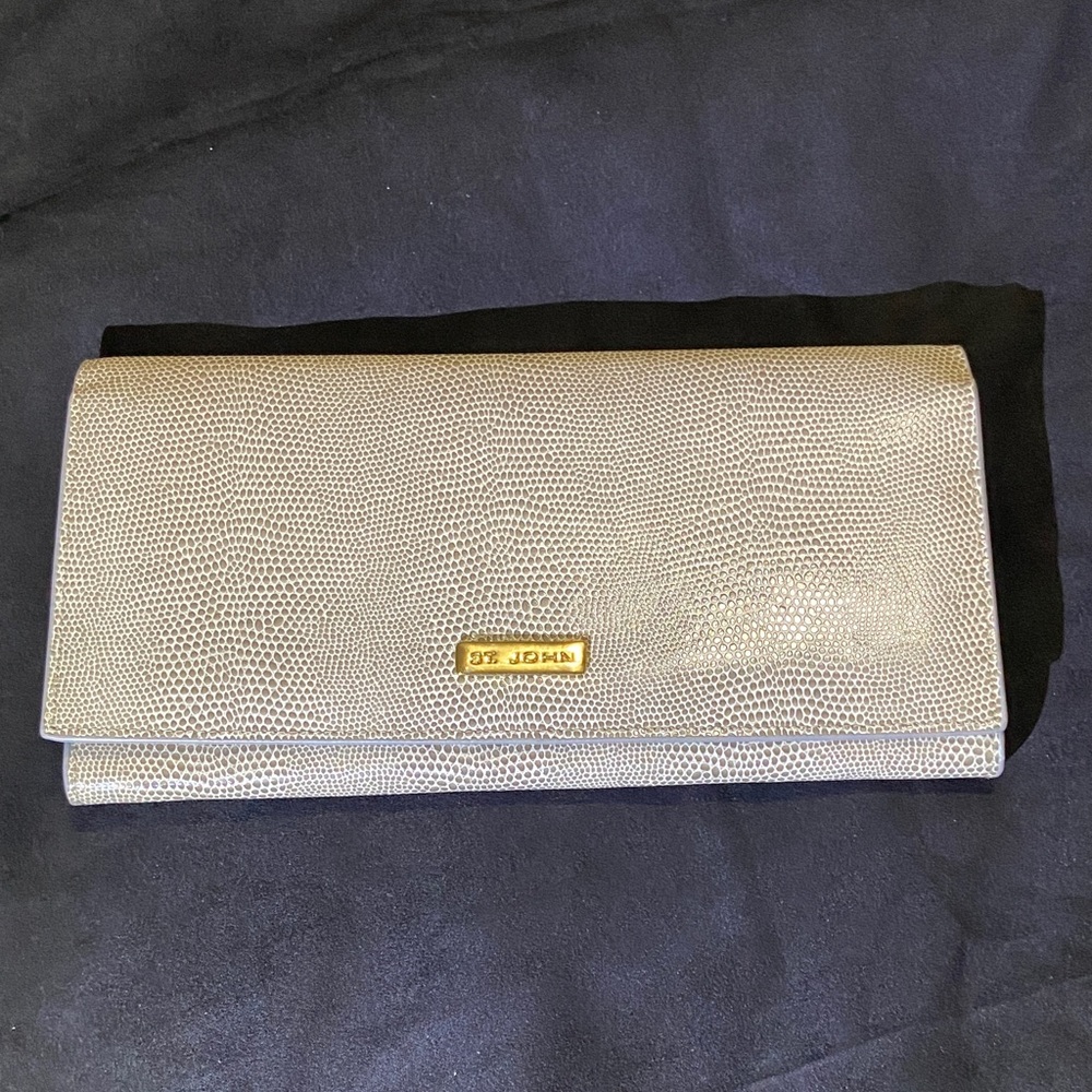 St. John Textured Silver Clutch